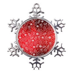 Christmas Pattern Red Metal Large Snowflake Ornament by Grandong