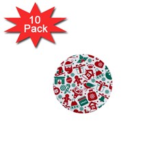 Background Vector Texture Christmas Winter Pattern Seamless 1  Mini Buttons (10 Pack)  by Grandong