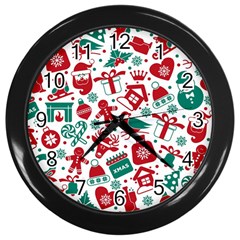 Background Vector Texture Christmas Winter Pattern Seamless Wall Clock (black) by Grandong