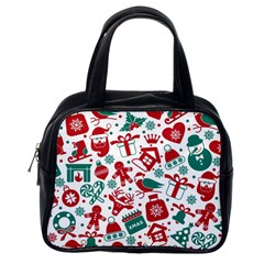 Background Vector Texture Christmas Winter Pattern Seamless Classic Handbag (one Side)