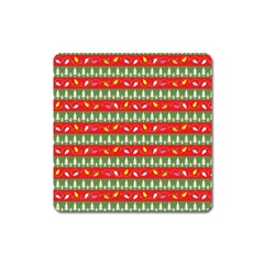 Christmas-papers-red-and-green Square Magnet by Grandong