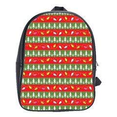 Christmas-papers-red-and-green School Bag (large) by Grandong