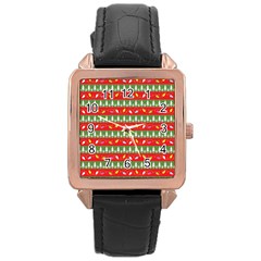 Christmas-papers-red-and-green Rose Gold Leather Watch  by Grandong