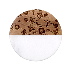 Background Vector Texture Christmas Winter Pattern Seamless Classic Marble Wood Coaster (round)  by Grandong