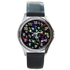 Christmas-star-gloss-lights-light Round Metal Watch by Grandong