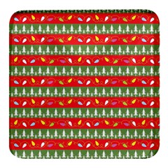 Christmas-papers-red-and-green Square Glass Fridge Magnet (4 Pack) by Grandong