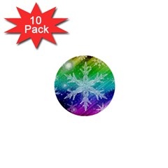 Christmas-snowflake-background 1  Mini Buttons (10 Pack)  by Grandong