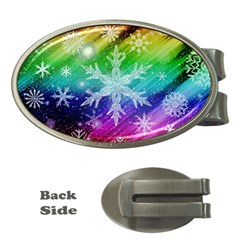 Christmas-snowflake-background Money Clips (oval)  by Grandong