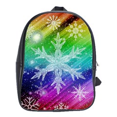 Christmas-snowflake-background School Bag (large) by Grandong
