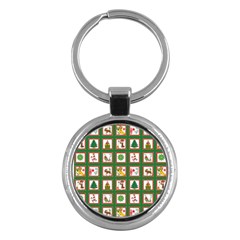 Christmas-paper-christmas-pattern Key Chain (round) by Grandong