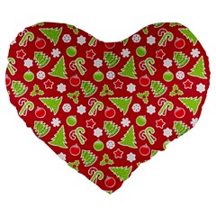 Christmas-paper-scrapbooking-pattern Large 19  Premium Flano Heart Shape Cushions