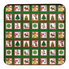 Christmas-paper-christmas-pattern Square Glass Fridge Magnet (4 Pack) by Grandong