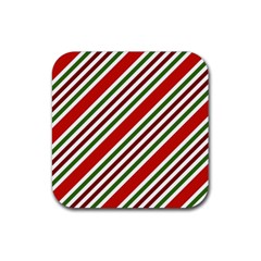 Christmas-color-stripes Rubber Coaster (Square)