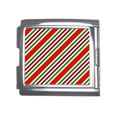 Christmas-color-stripes Mega Link Italian Charm (18mm)