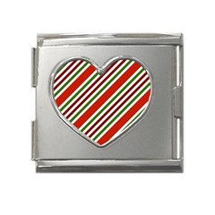 Christmas-color-stripes Mega Link Heart Italian Charm (18mm)