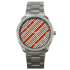 Christmas-color-stripes Sport Metal Watch