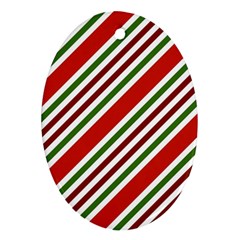 Christmas-color-stripes Oval Ornament (Two Sides)