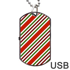 Christmas-color-stripes Dog Tag USB Flash (Two Sides)