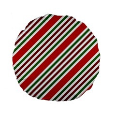 Christmas-color-stripes Standard 15  Premium Flano Round Cushions