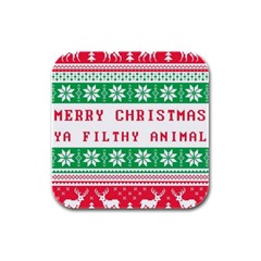 Merry Christmas Ya Filthy Animal Rubber Square Coaster (4 pack)