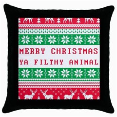 Merry Christmas Ya Filthy Animal Throw Pillow Case (Black)