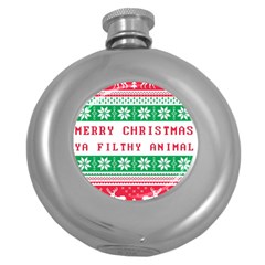 Merry Christmas Ya Filthy Animal Round Hip Flask (5 oz)