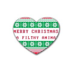 Merry Christmas Ya Filthy Animal Rubber Coaster (heart)