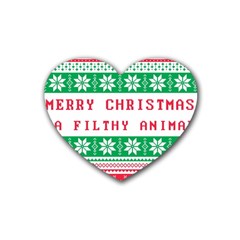 Merry Christmas Ya Filthy Animal Rubber Coaster (Heart)