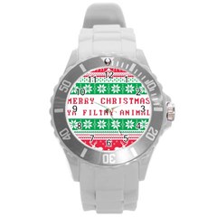 Merry Christmas Ya Filthy Animal Round Plastic Sport Watch (L)