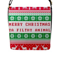 Merry Christmas Ya Filthy Animal Flap Closure Messenger Bag (L)