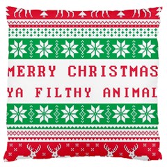 Merry Christmas Ya Filthy Animal Large Premium Plush Fleece Cushion Case (Two Sides)