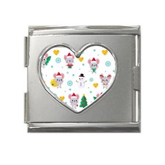 Christmas-seamless-pattern-with-cute-kawaii-mouse Mega Link Heart Italian Charm (18mm) by Grandong
