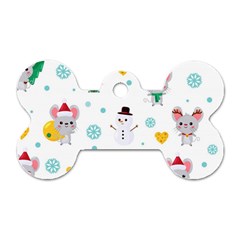 Christmas-seamless-pattern-with-cute-kawaii-mouse Dog Tag Bone (one Side) by Grandong