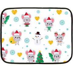 Christmas-seamless-pattern-with-cute-kawaii-mouse Fleece Blanket (mini) by Grandong