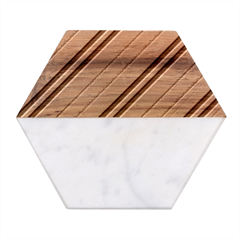 Christmas-color-stripes Marble Wood Coaster (Hexagon) 