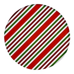 Christmas-color-stripes Round Glass Fridge Magnet (4 pack)