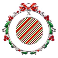 Christmas-color-stripes Metal X mas Wreath Ribbon Ornament