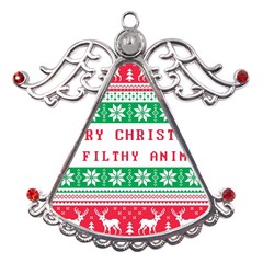 Merry Christmas Ya Filthy Animal Metal Angel with Crystal Ornament
