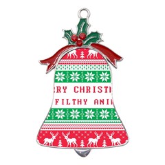 Merry Christmas Ya Filthy Animal Metal Holly Leaf Bell Ornament