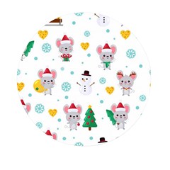 Christmas-seamless-pattern-with-cute-kawaii-mouse Mini Round Pill Box by Grandong