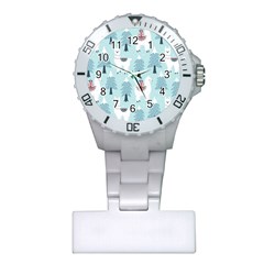 Christmas-tree-cute-lama-with-gift-boxes-seamless-pattern Plastic Nurses Watch by Grandong