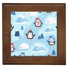 Christmas-seamless-pattern-with-penguin Framed Tile