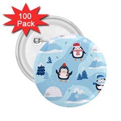 Christmas-seamless-pattern-with-penguin 2.25  Buttons (100 pack) 