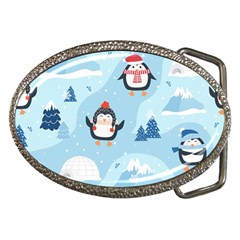 Christmas-seamless-pattern-with-penguin Belt Buckles