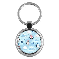 Christmas-seamless-pattern-with-penguin Key Chain (Round)