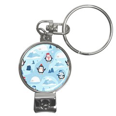 Christmas-seamless-pattern-with-penguin Nail Clippers Key Chain