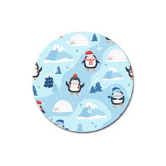 Christmas-seamless-pattern-with-penguin Magnet 3  (Round)