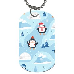 Christmas-seamless-pattern-with-penguin Dog Tag (One Side)