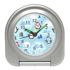Christmas-seamless-pattern-with-penguin Travel Alarm Clock