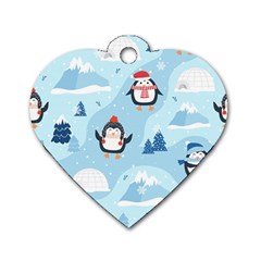 Christmas-seamless-pattern-with-penguin Dog Tag Heart (One Side)